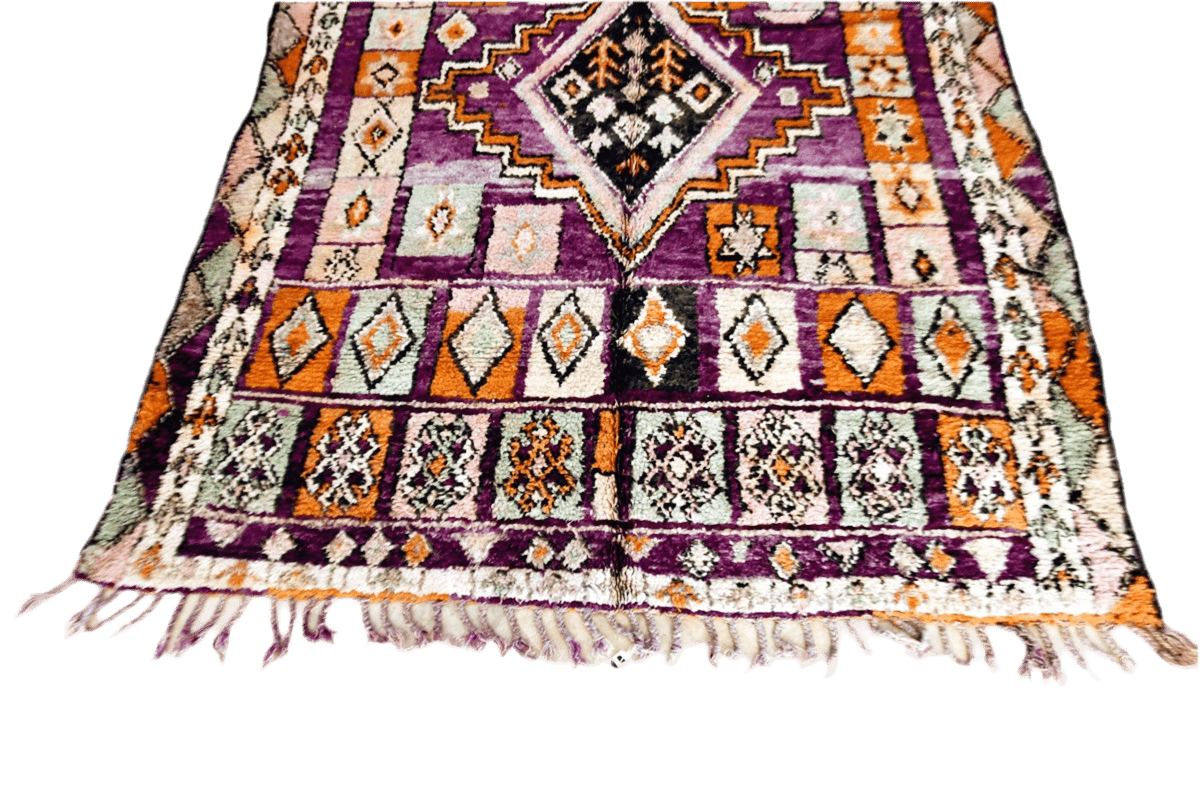 Purple orange epic vintage moroccan boujaad rug fring