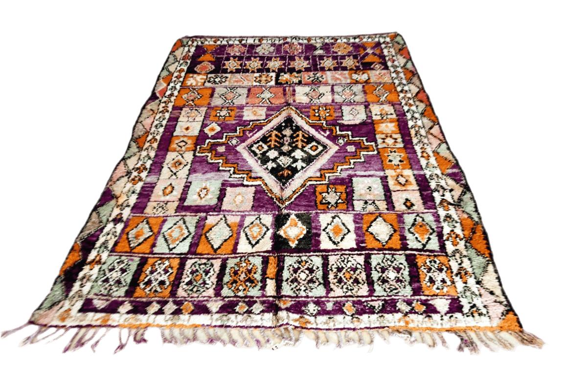 Purple orange epic vintage moroccan boujaad rug front