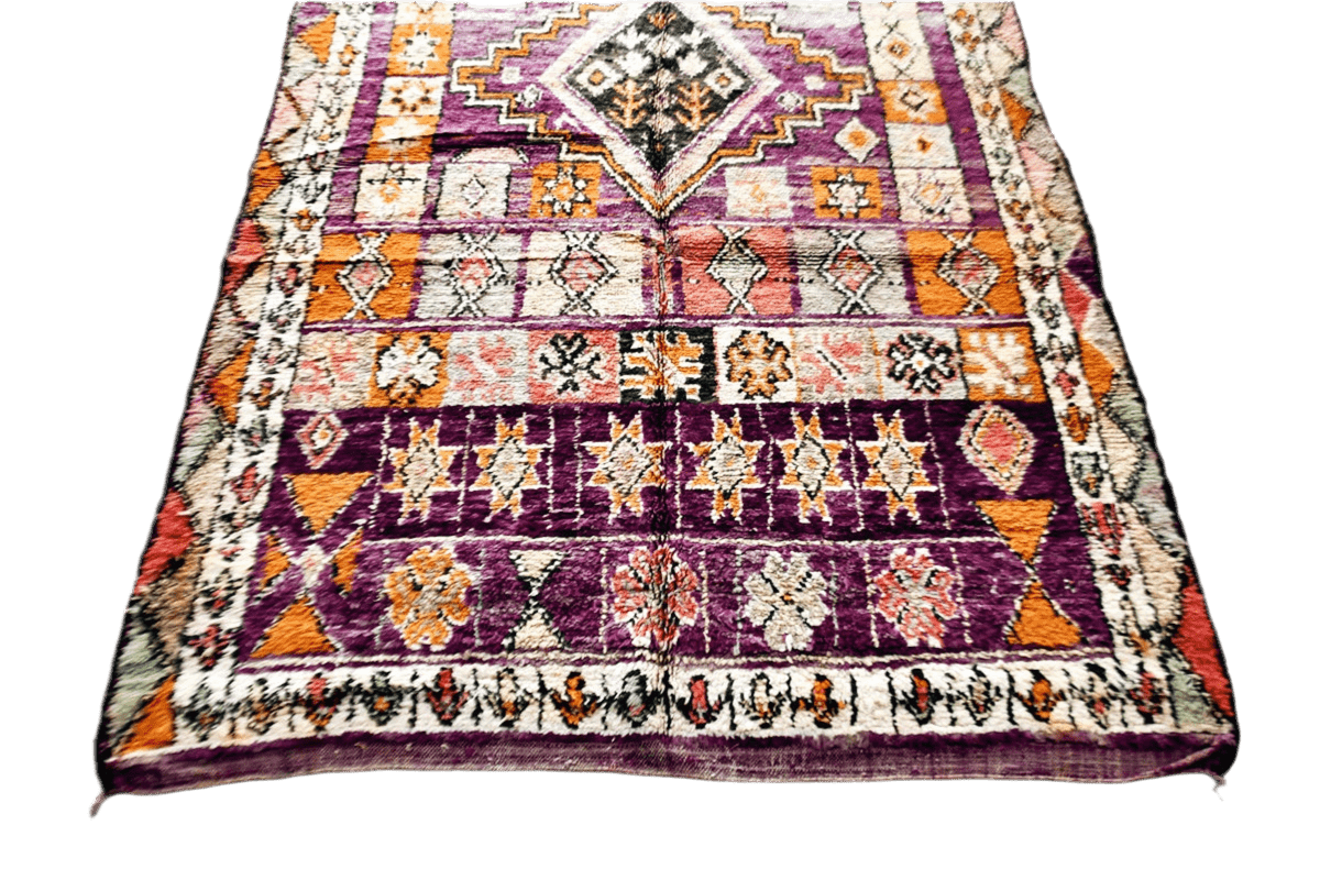Purple orange epic vintage moroccan boujaad rug top