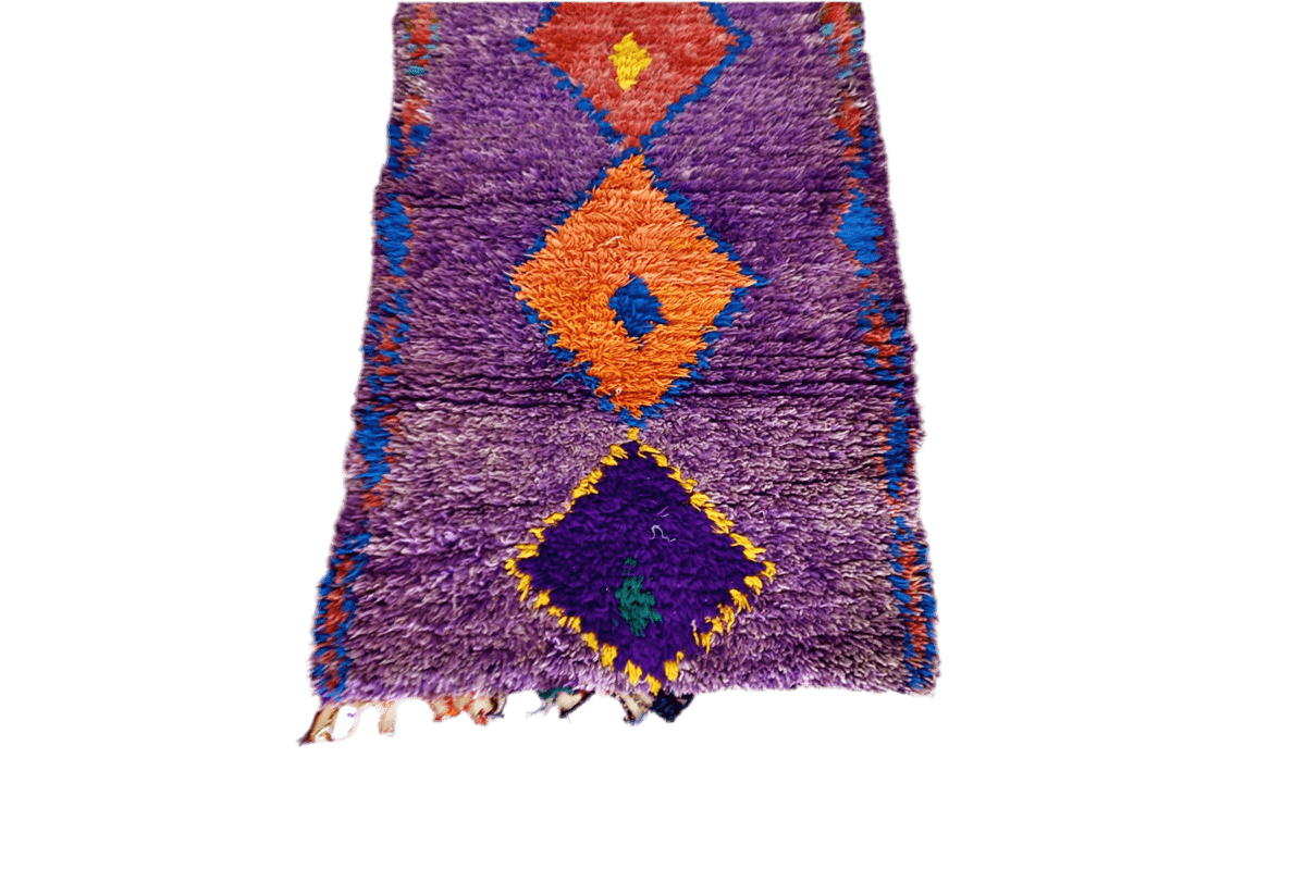 Purple orange red moroccan runner rug bottom