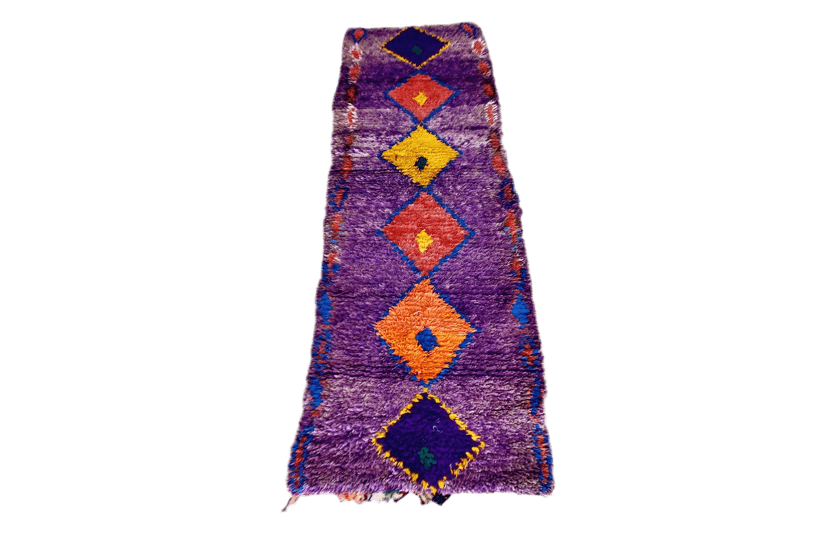 Purple orange red moroccan runner rug front