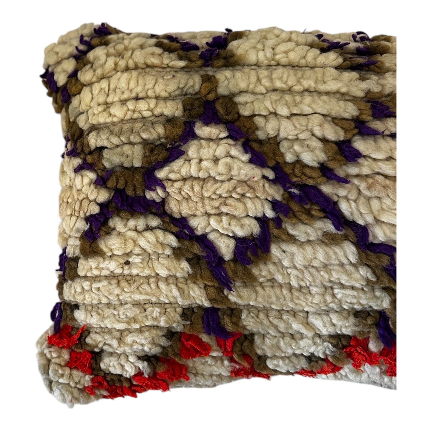 Purple red green white azilal moroccan cushion pillow wool