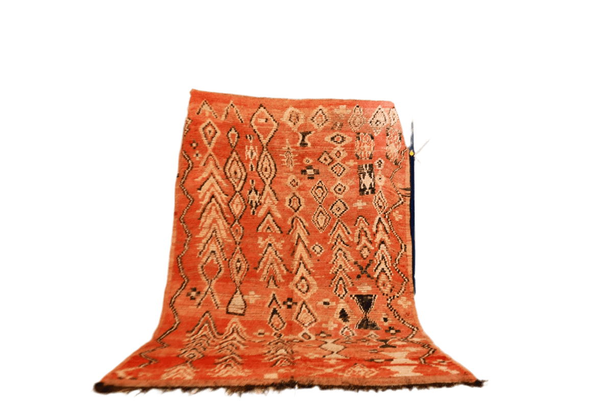 Red abstract vintage boujaad rug Moroccan morocco