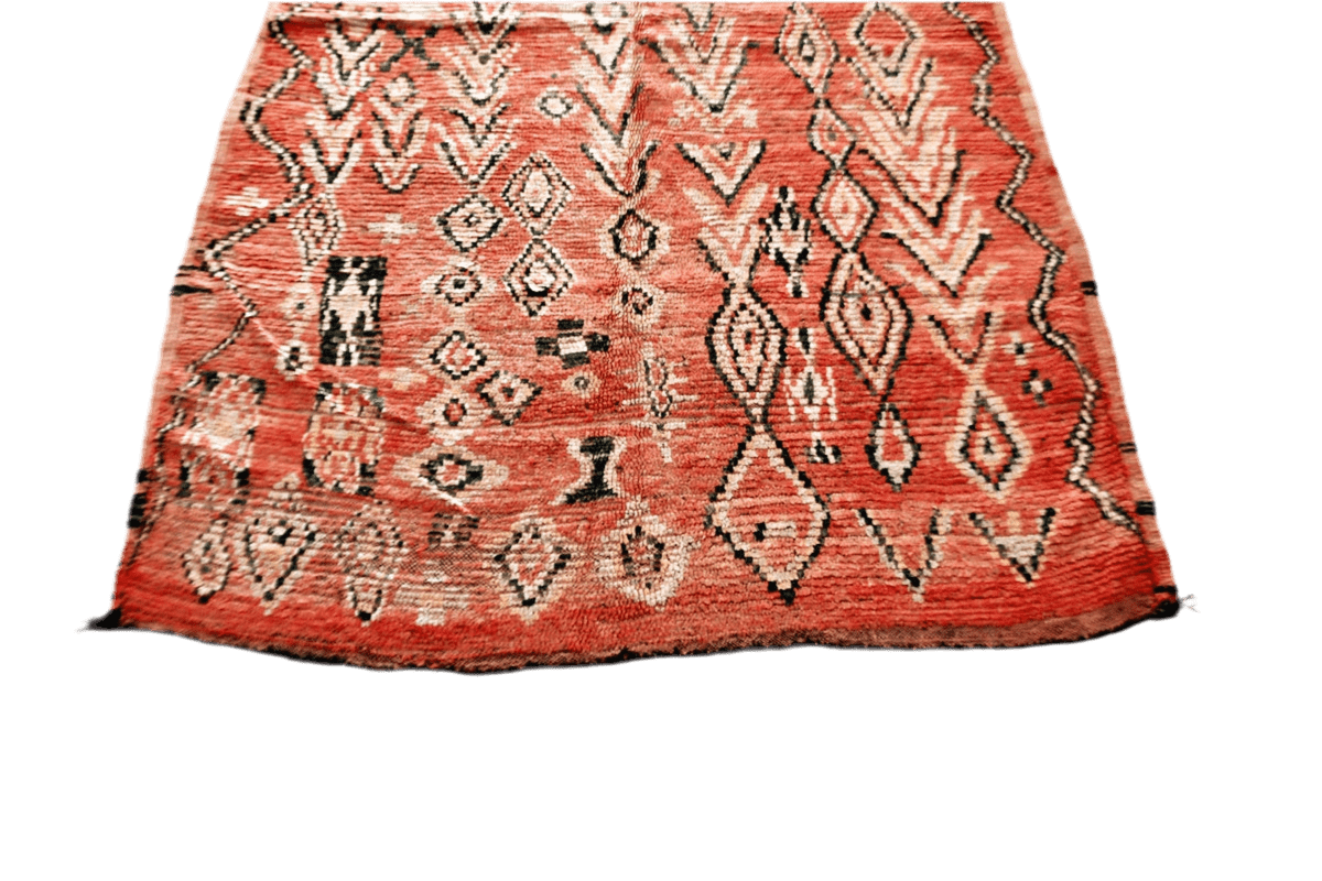 Red abstract vintage boujaad rug Moroccan morocco top