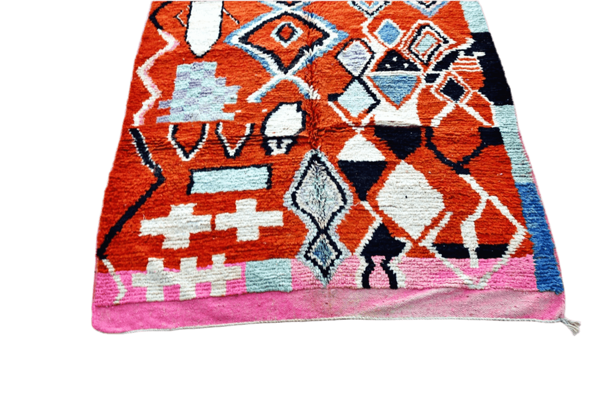 Red white black moroccan boujaad rug