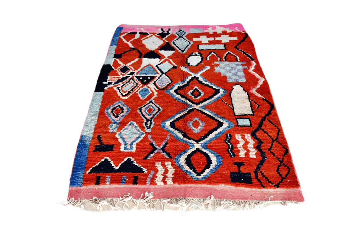 Red white black moroccan boujaad rug full