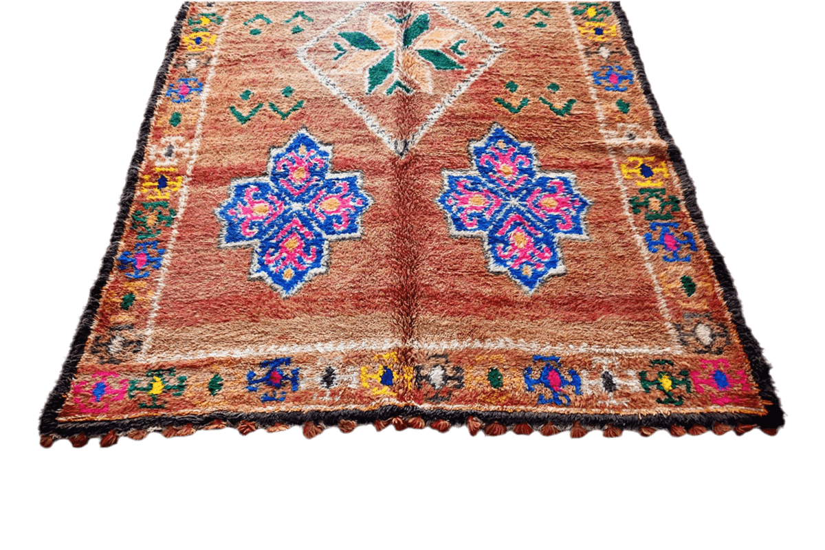 Rust blue pink Marmoucha vintage moroccan rug