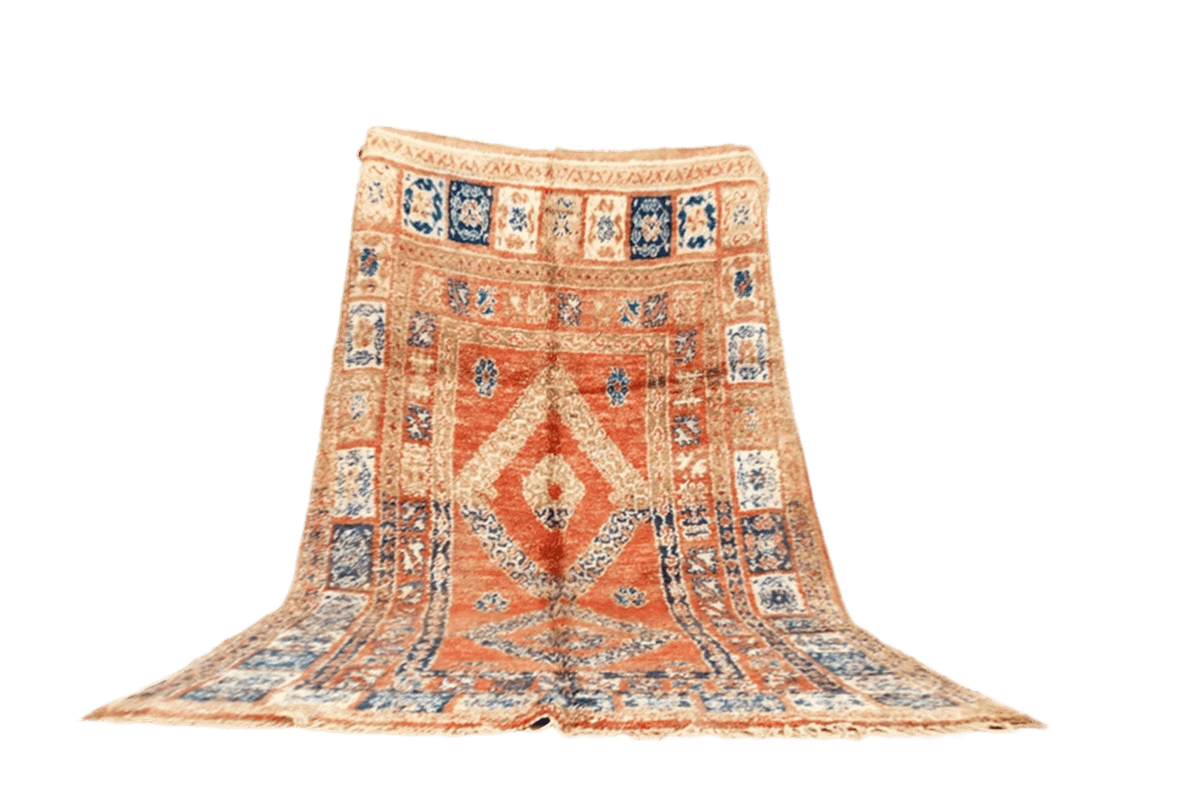 Rust blue vintage boujaad rug morocco