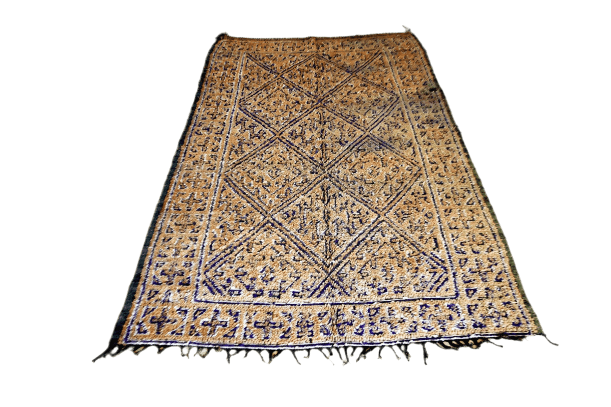 Sand purple Moroccan beni mguild vintage wool rug full
