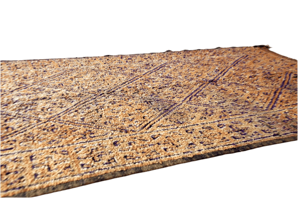 Sand purple Moroccan beni mguild vintage wool rug side