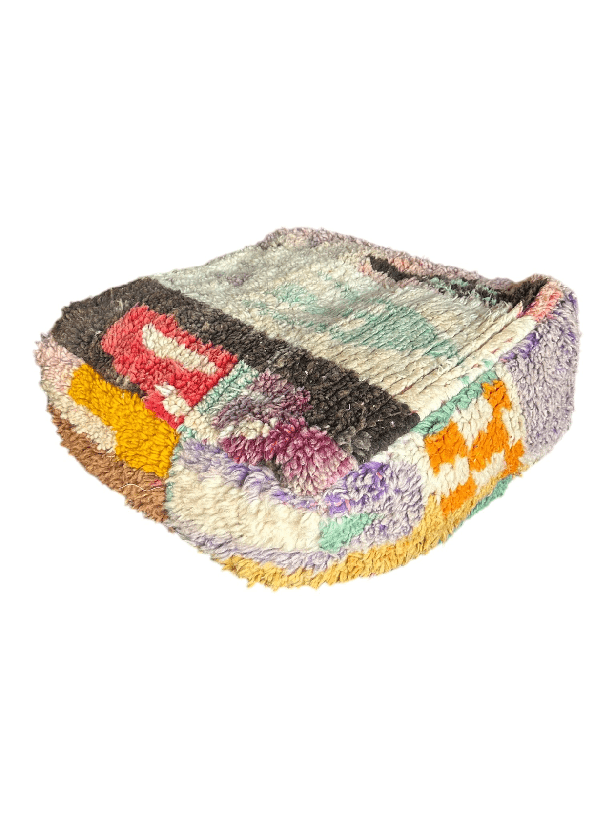 Square Moroccan wool pouf cover