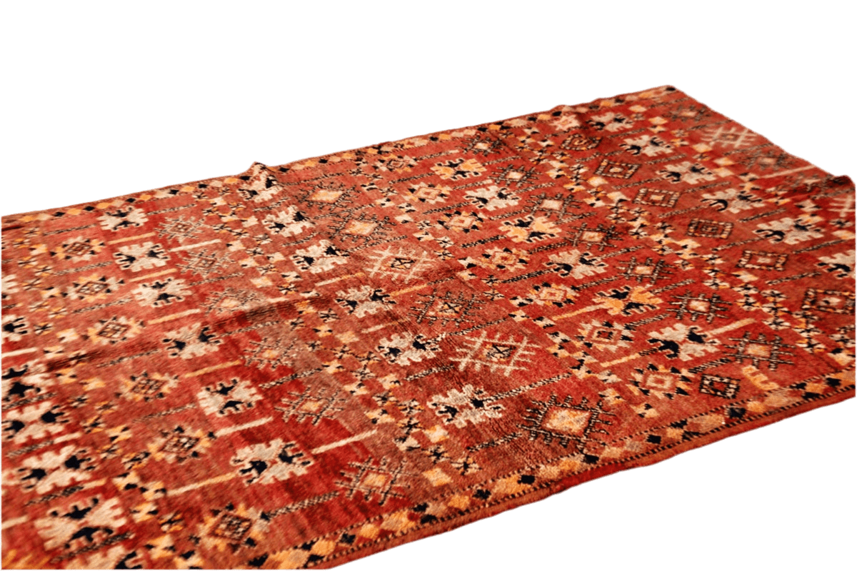Terracotta black vintage zemmour Moroccan rug