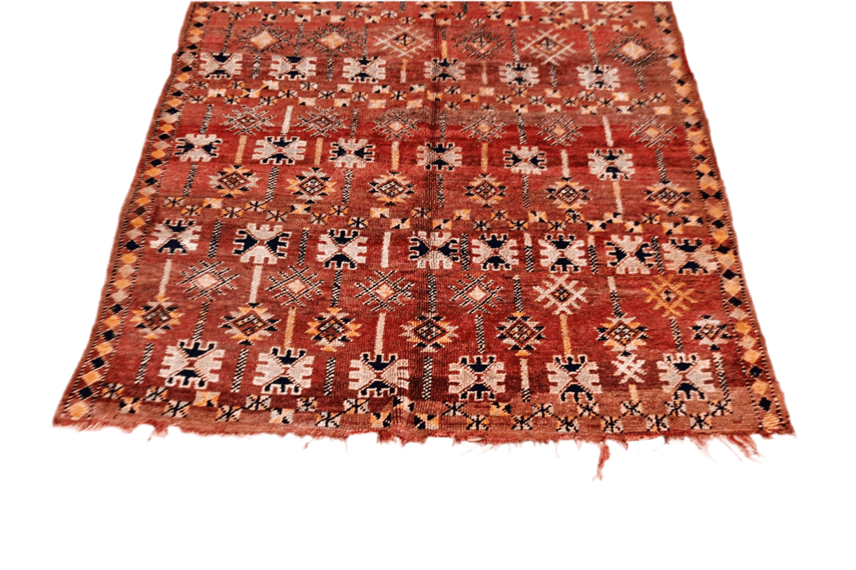Terracotta black vintage zemmour Moroccan rug bottom