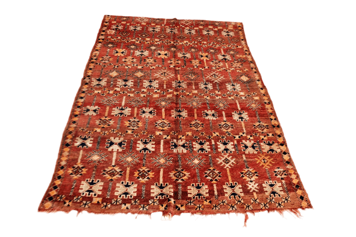 Terracotta black vintage zemmour Moroccan rug front