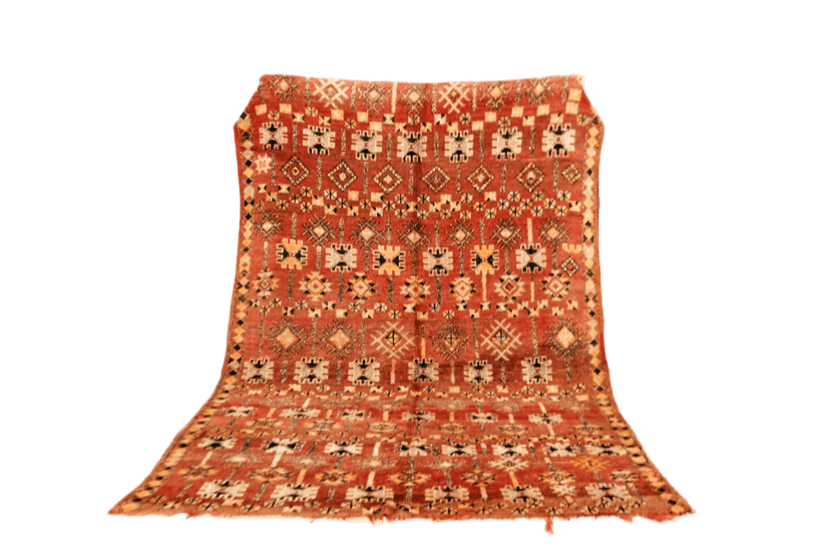 Terracotta black vintage zemmour Moroccan rug standing