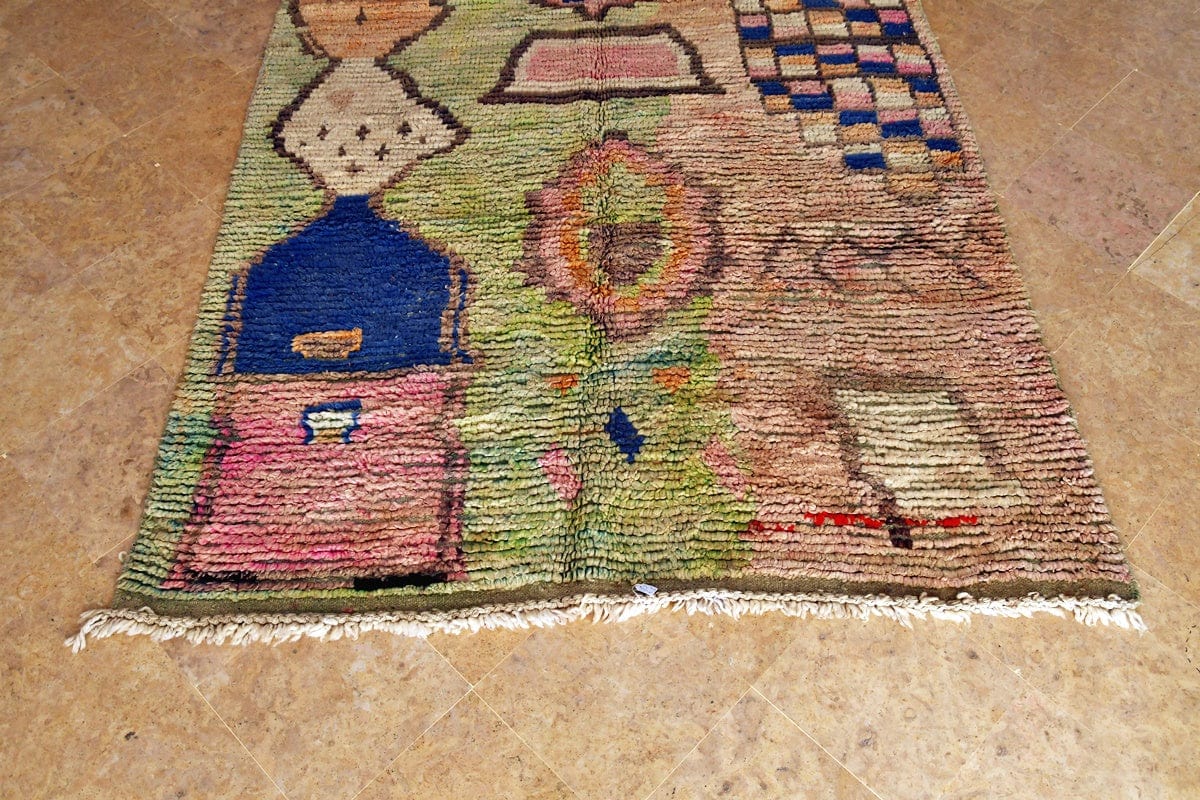Boujaad rug green Blue Pink funky moroccan rug handmade eclectic Boho interior moroccan decor