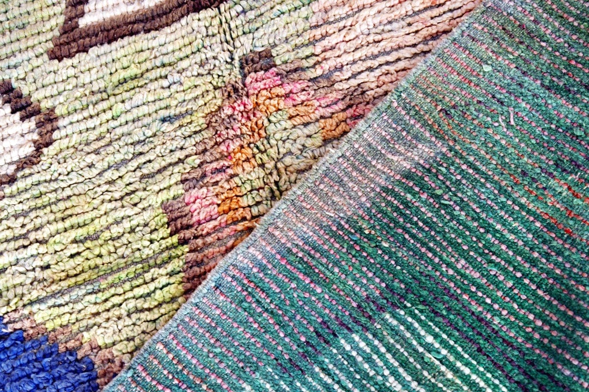 back side Moroccan rug boujaad green blue