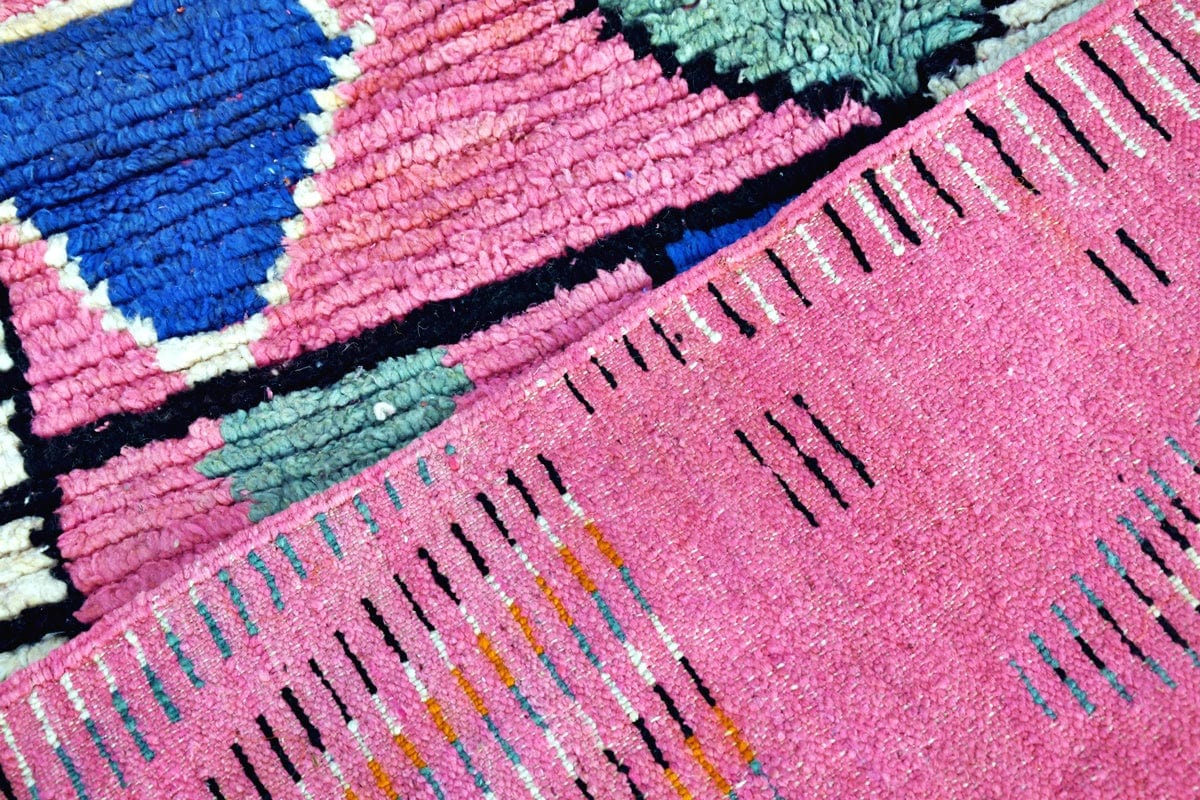 Pink abstract moroccan boujaad rug back
