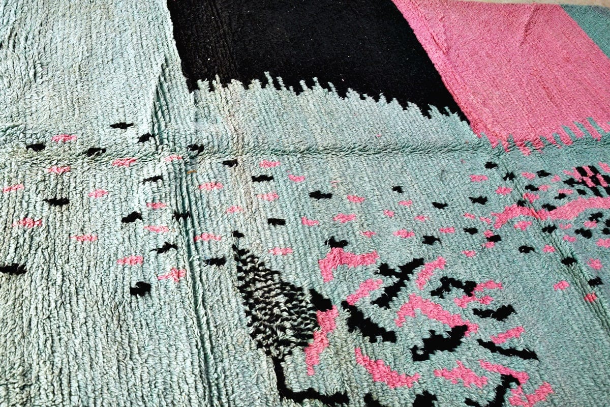 Large Boujaad Moroccan Rug – Mint/Pink – 300cm x 190cm
