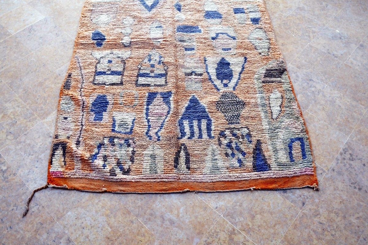 Boujaad Moroccan Rug – Peach/Blue – 240cm x 140cm