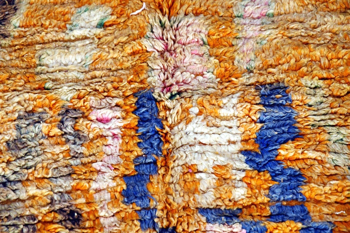 orange boujaad moroccan rug jungalow style close up