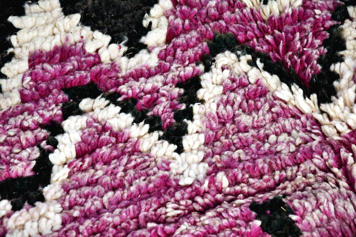 purple funcky Moroccan boujaad rug close up plush