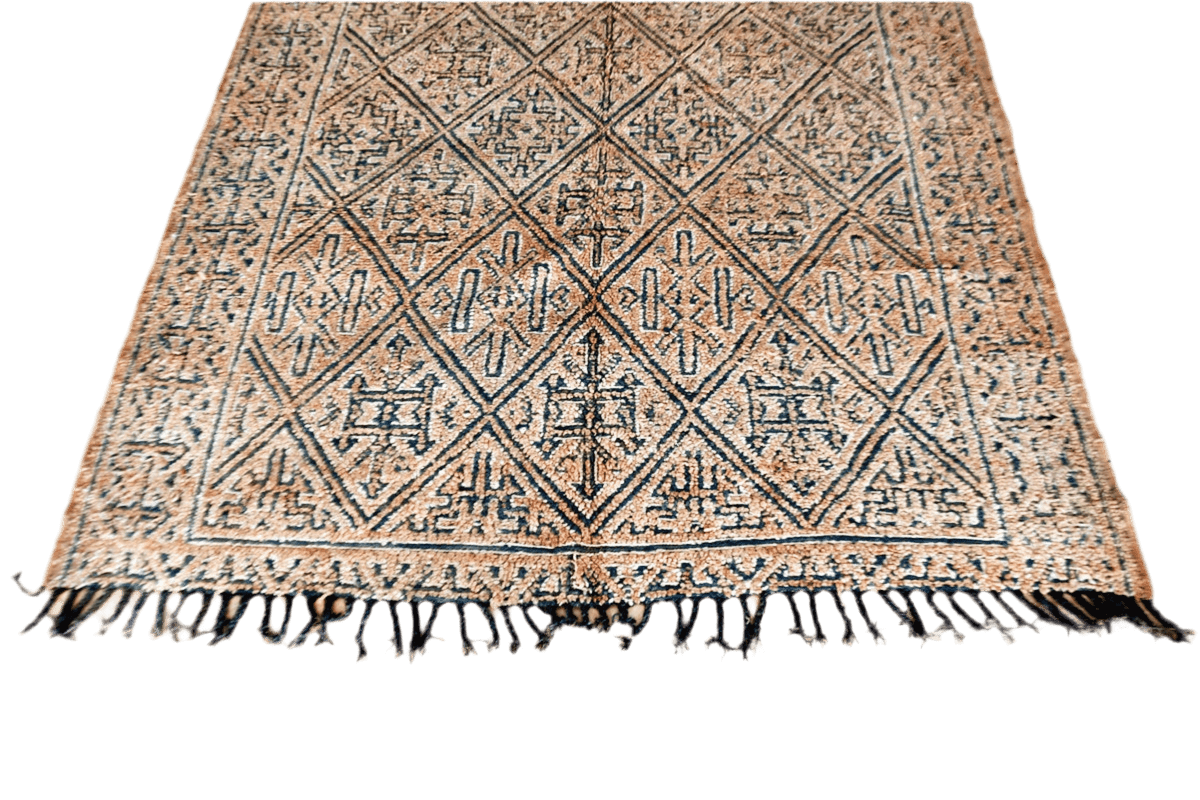 beige greu vintage beni mguil frontd rug morocco masterpiece tassels