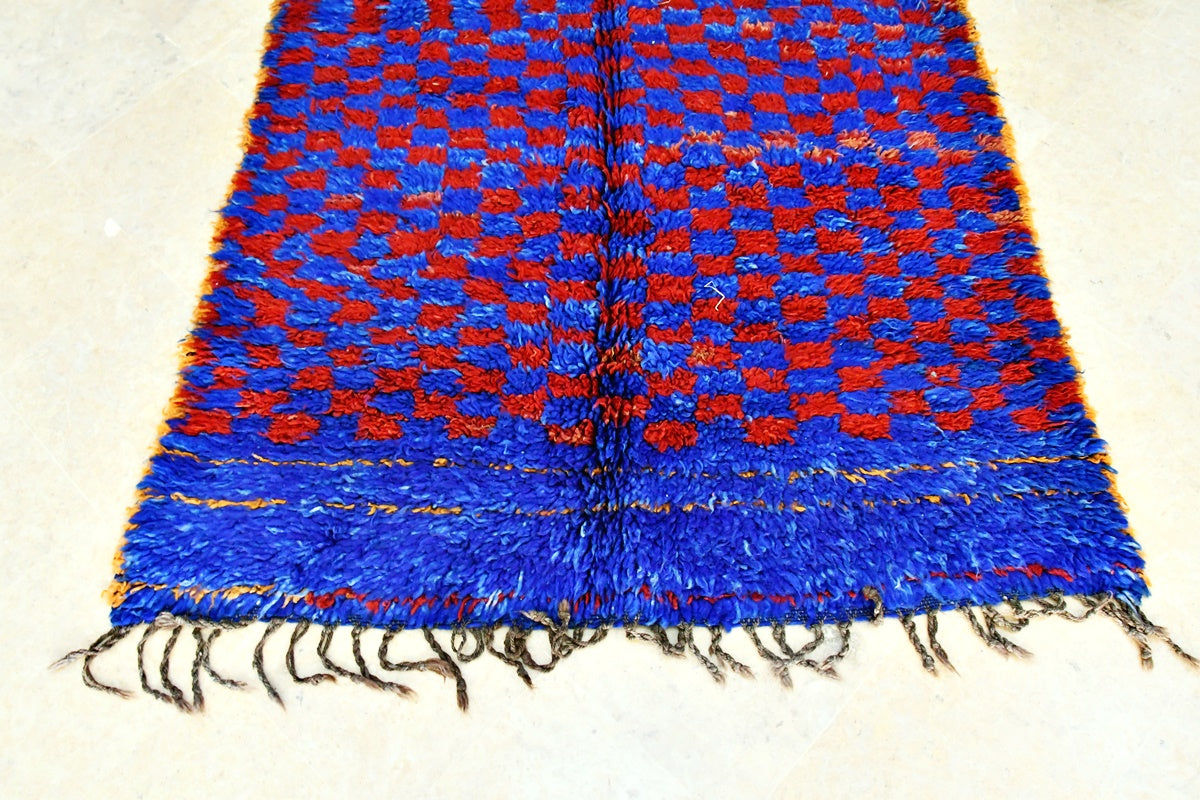 bottom beni mguild checker rug blue indigo red
