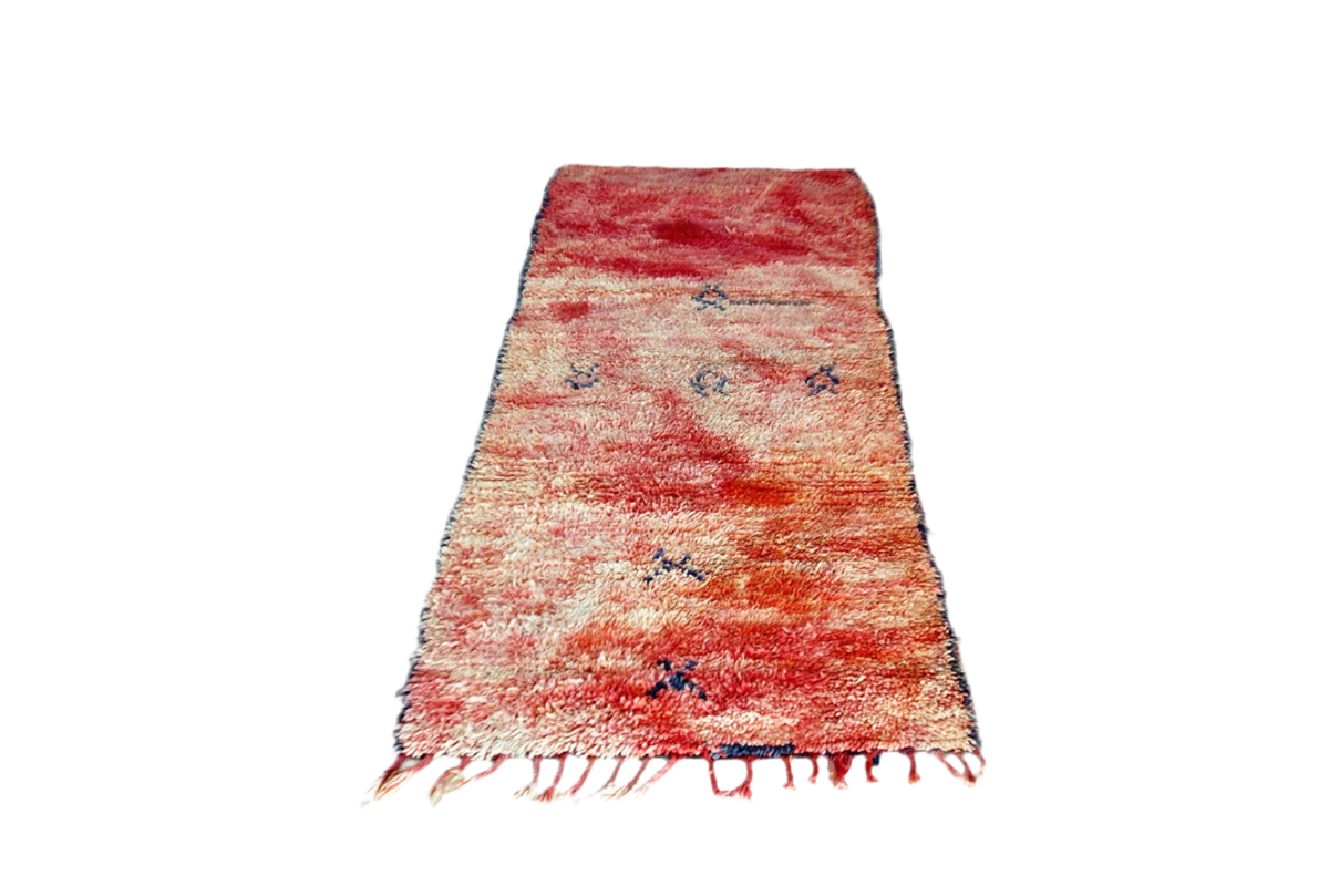 faded red rust vintage moroccan runner rug front