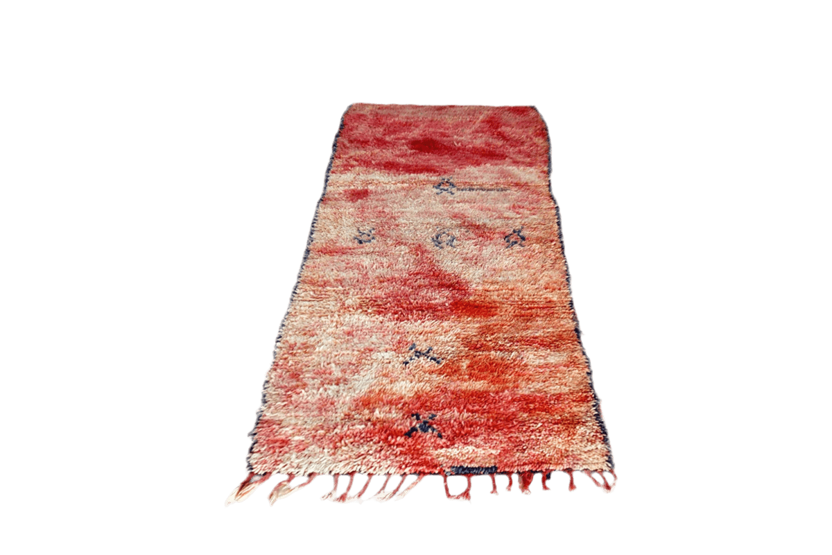 faded red rust vintage moroccan runner rug front