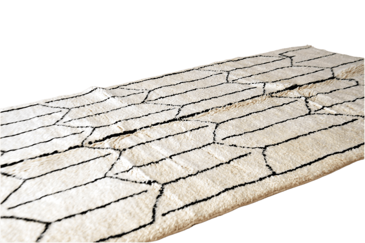 fertile black white moroccan beni mrirt rug