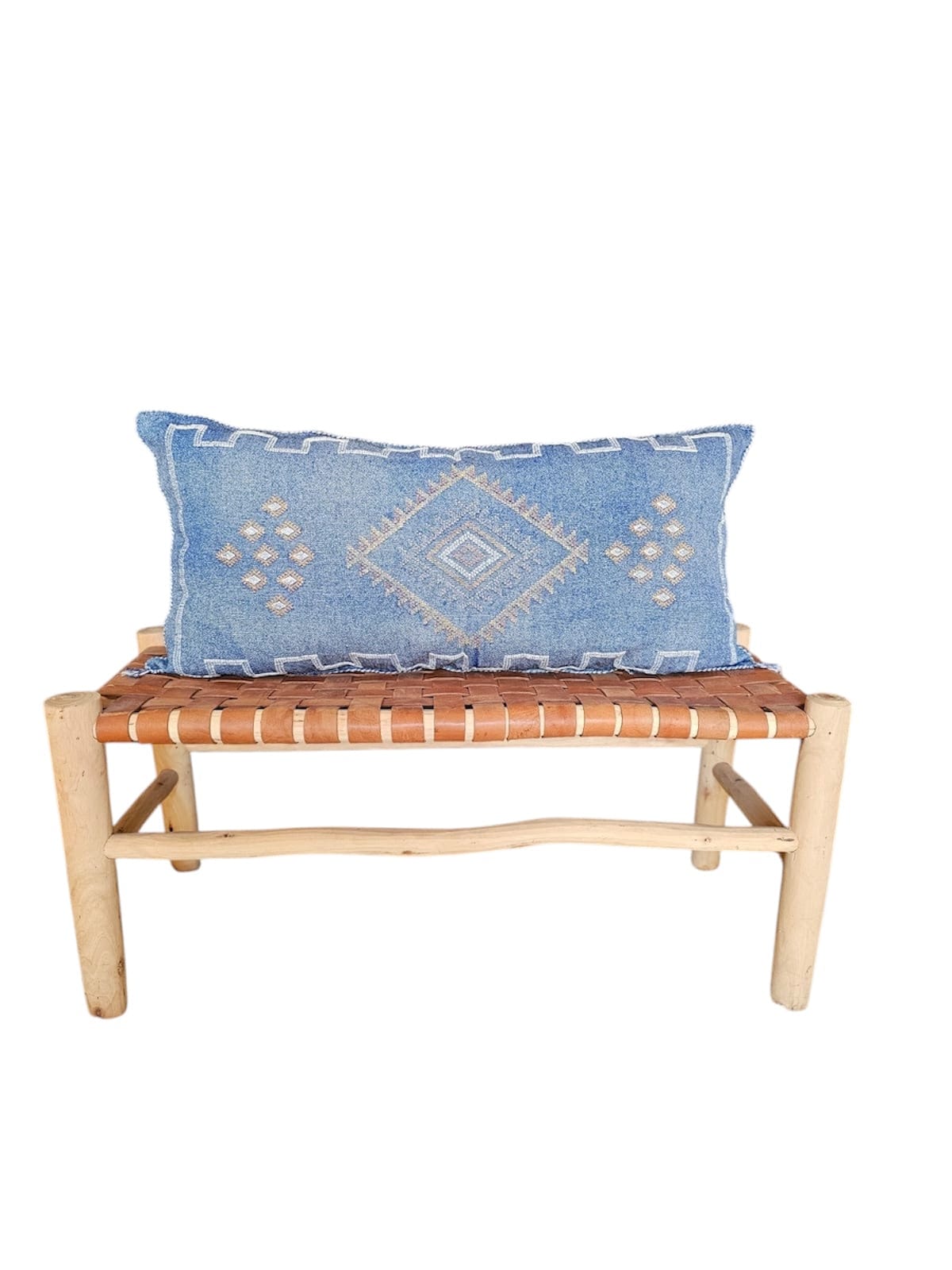 front large rectangle cactus silk pillow cover dark bleu 100 x 50 cm