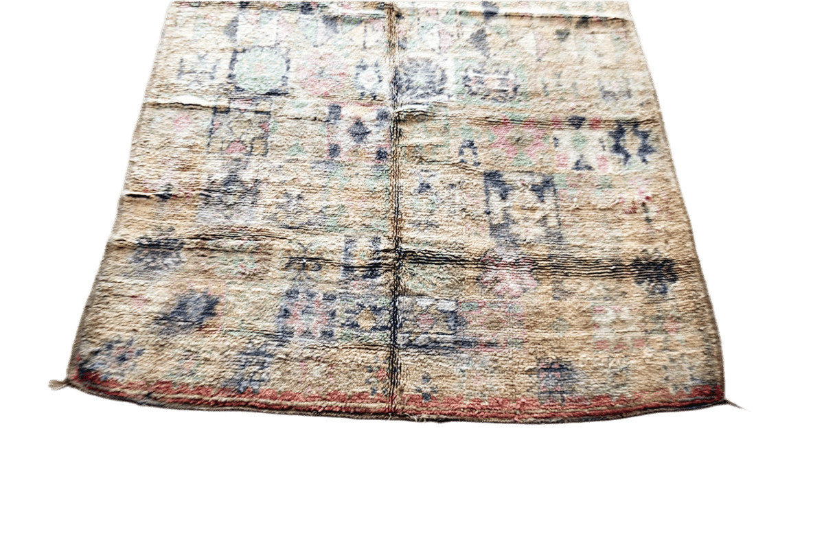 large pastel color Boujaad vintage rug bottom