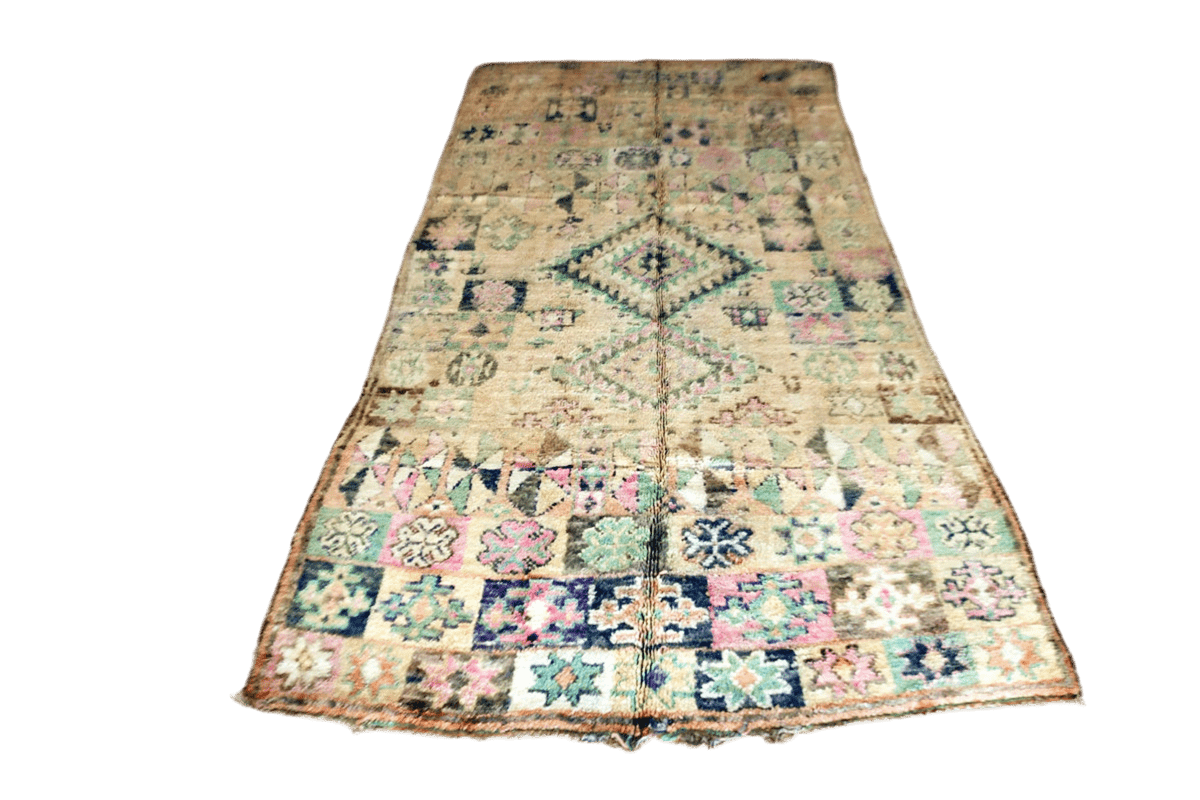 large pastel color Boujaad vintage rug front