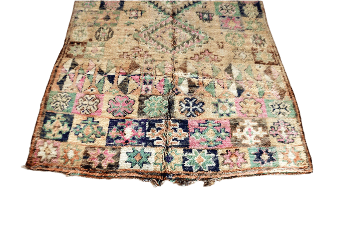 large pastel color Boujaad vintage rug top