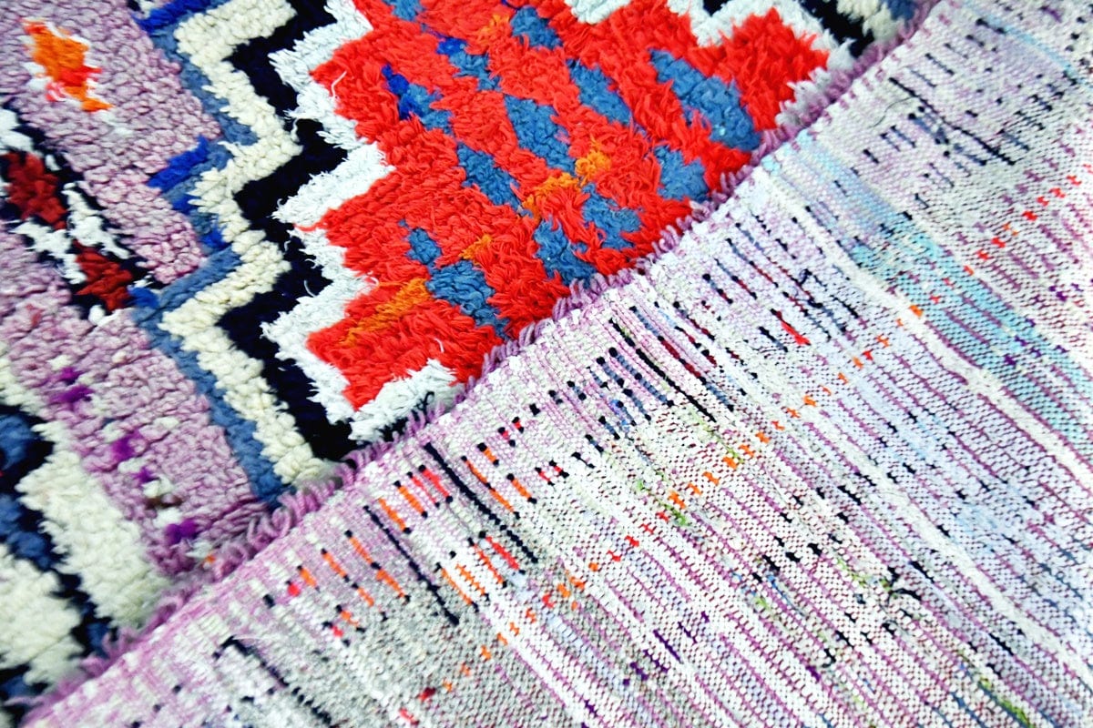 lilac red blue moroccan boujaad runner rug back