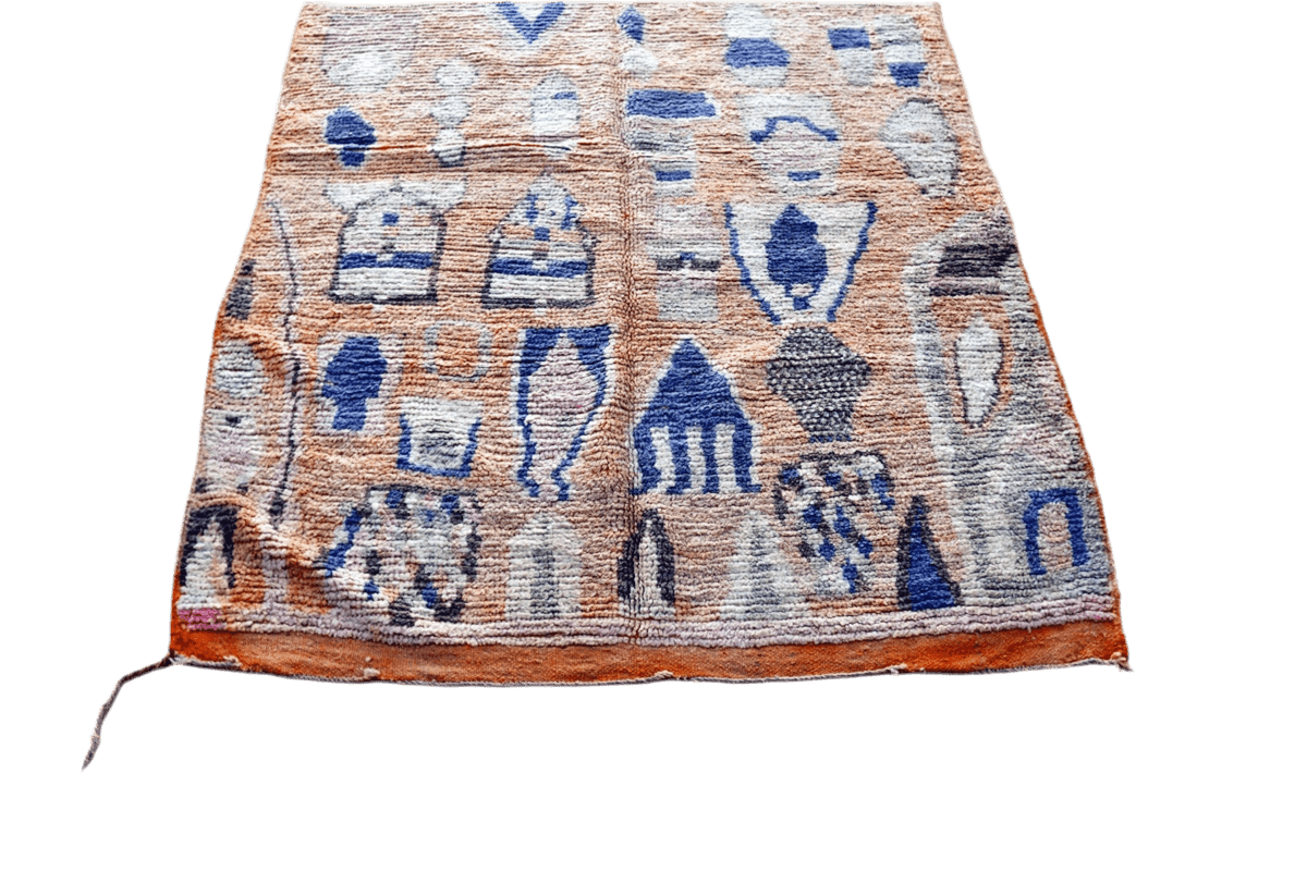peach blue moroccan boujaad rug
