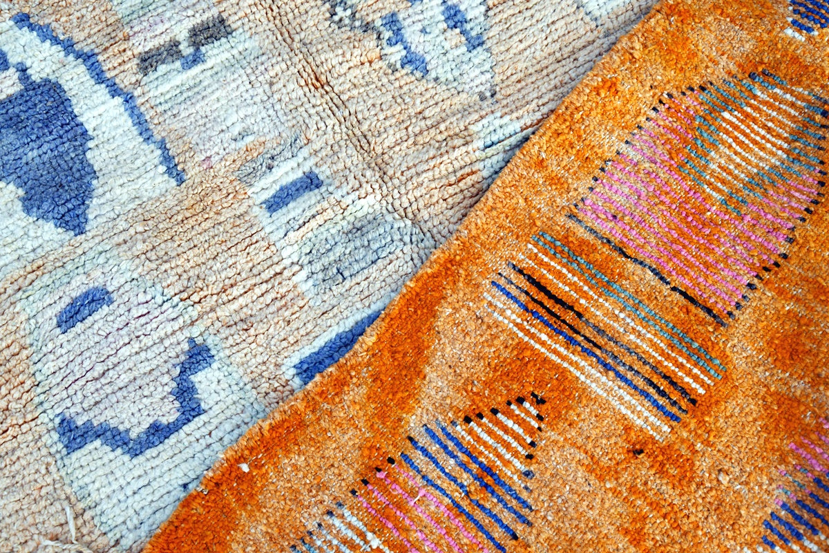 peach blue moroccan boujaad rug back