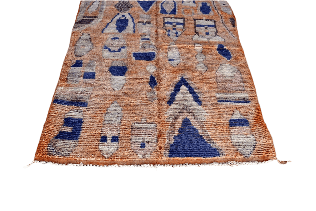 peach blue moroccan boujaad rug bottom