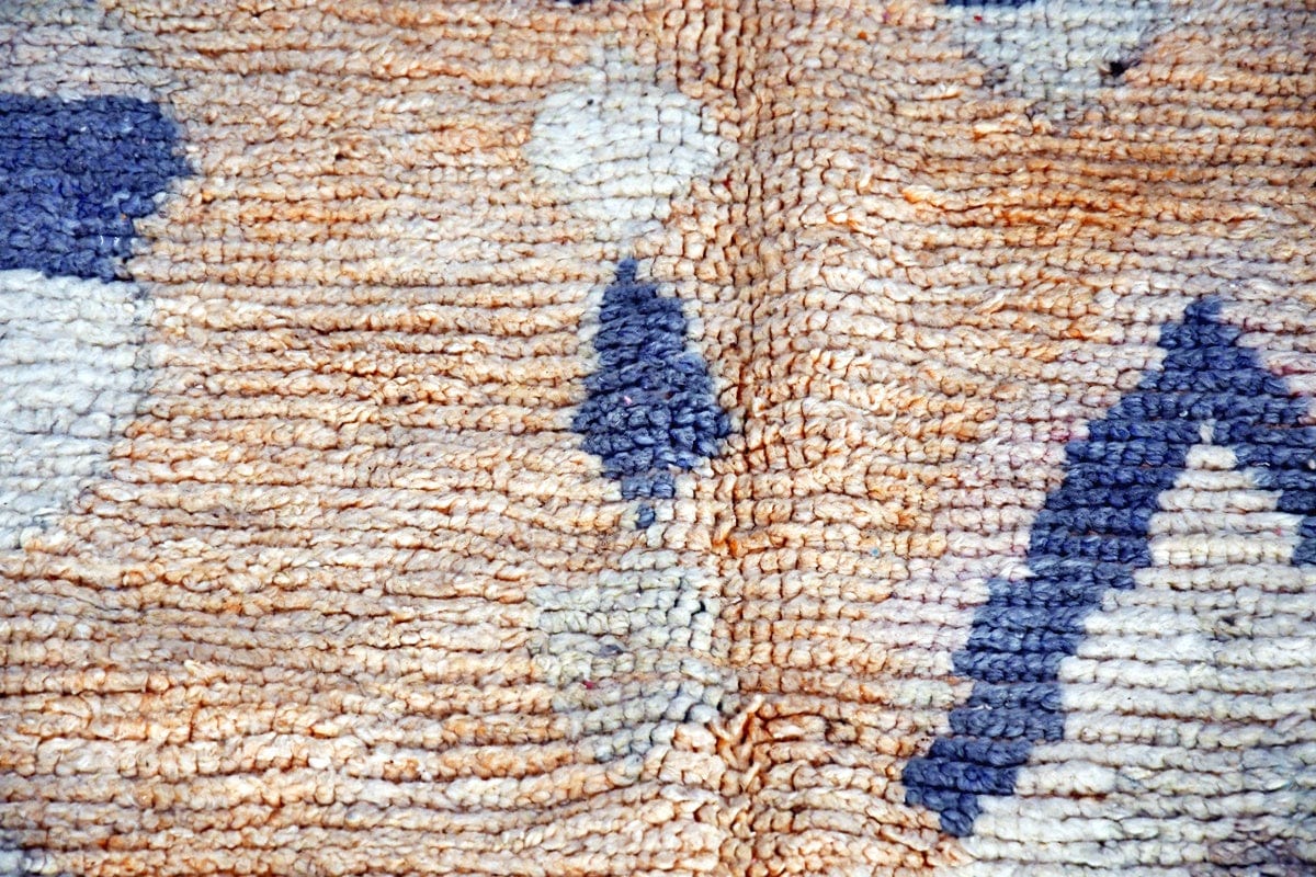peach blue moroccan boujaad rug close