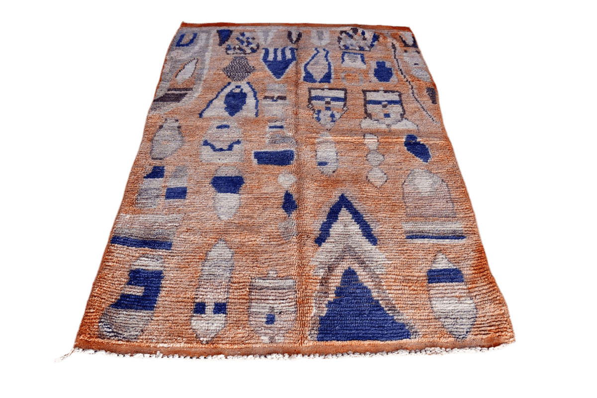 peach blue moroccan boujaad rug front