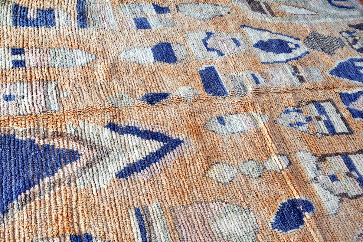 peach blue moroccan boujaad rug side