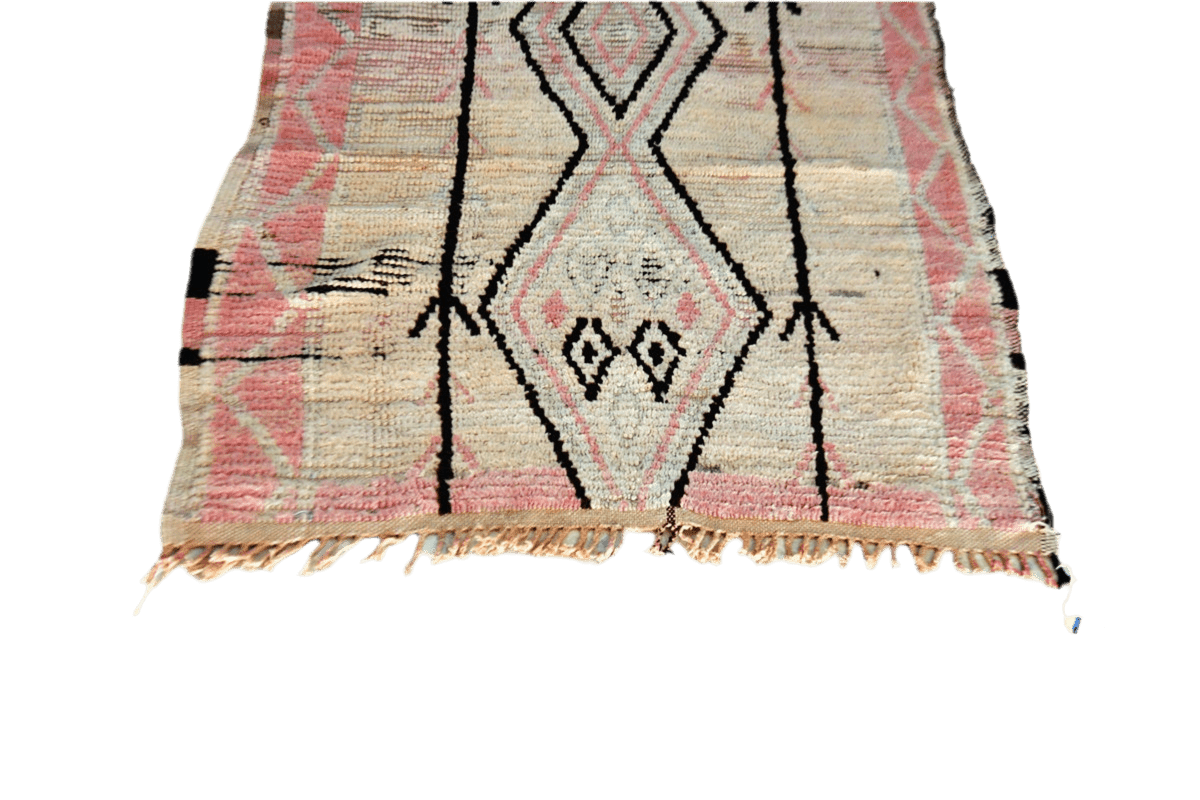 peach coral boujaad vintage runner rug carpet morocco bottom