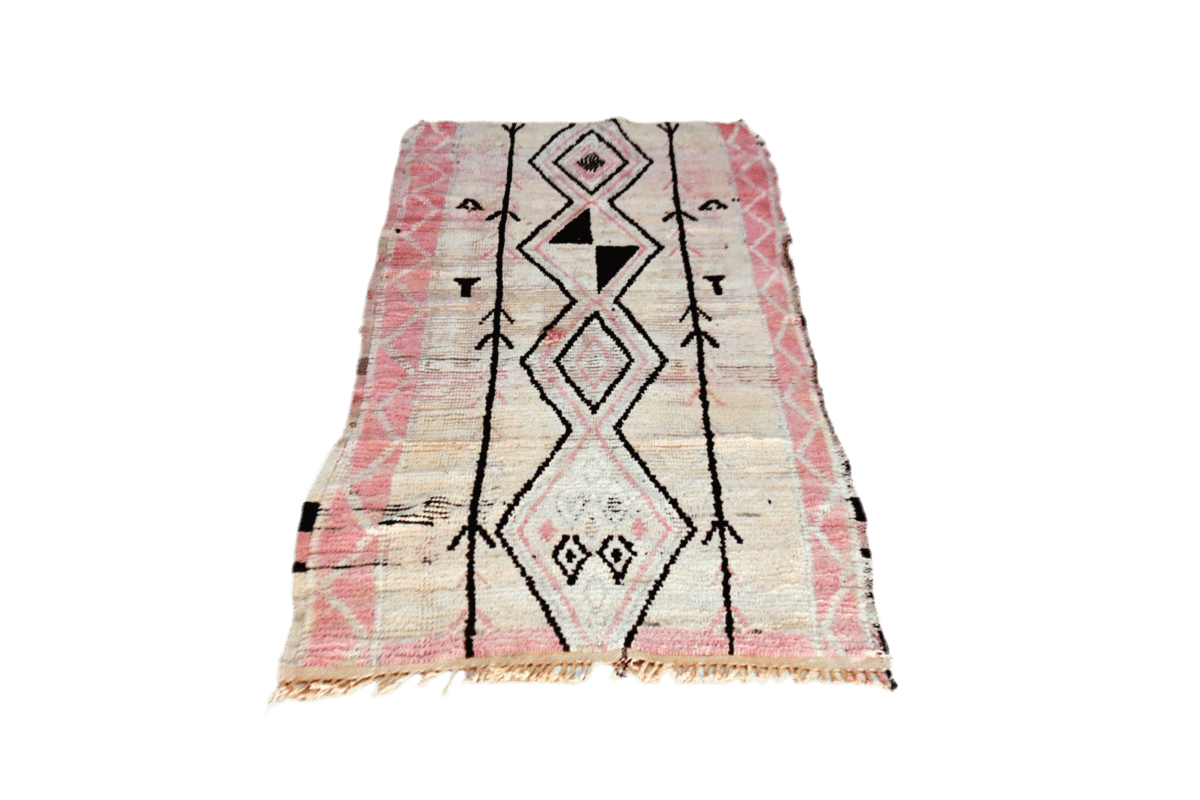 peach coral boujaad vintage runner rug carpet morocco bottom 2