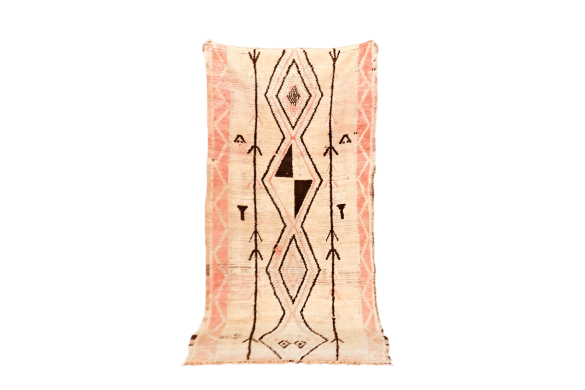 peach coral boujaad vintage runner rug carpet morocco standing