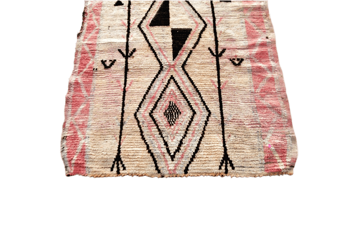 peach coral boujaad vintage runner rug carpet morocco top
