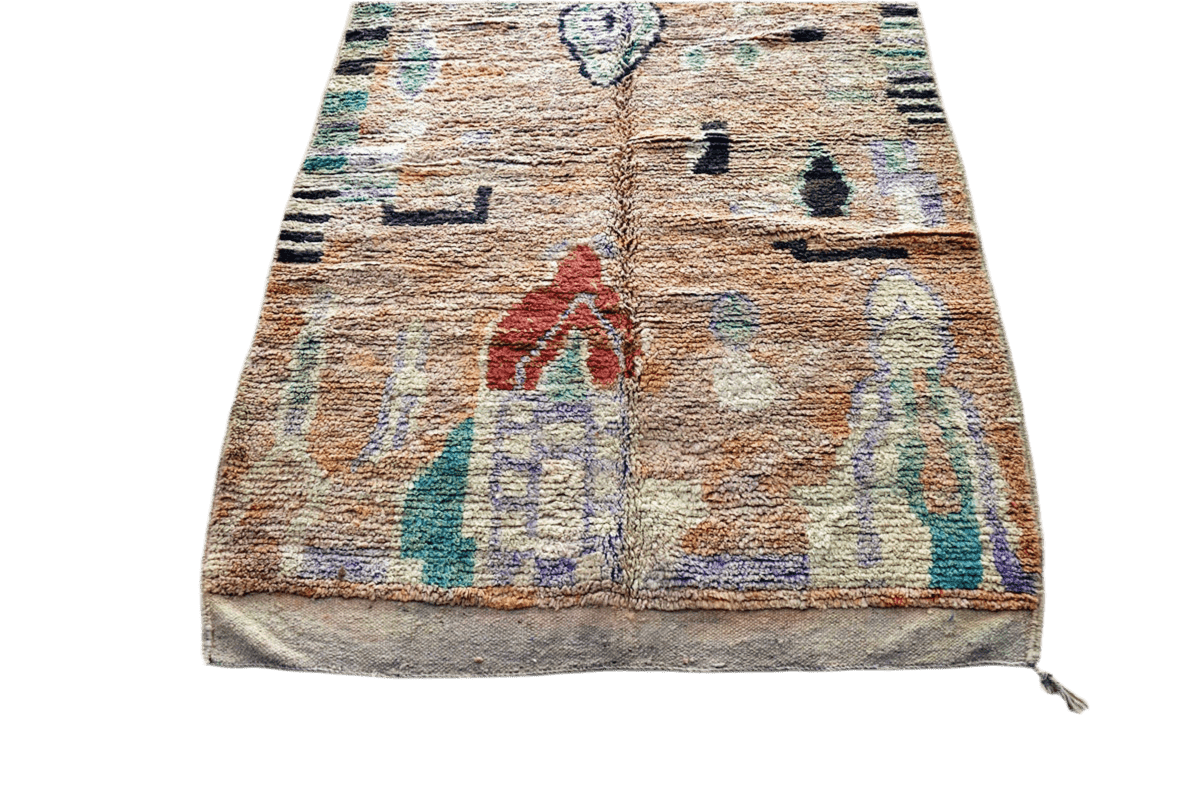 Peach mint abstract moroccan area rug