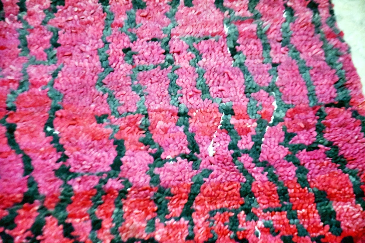 pink abstract boujaad vintage small runner close up