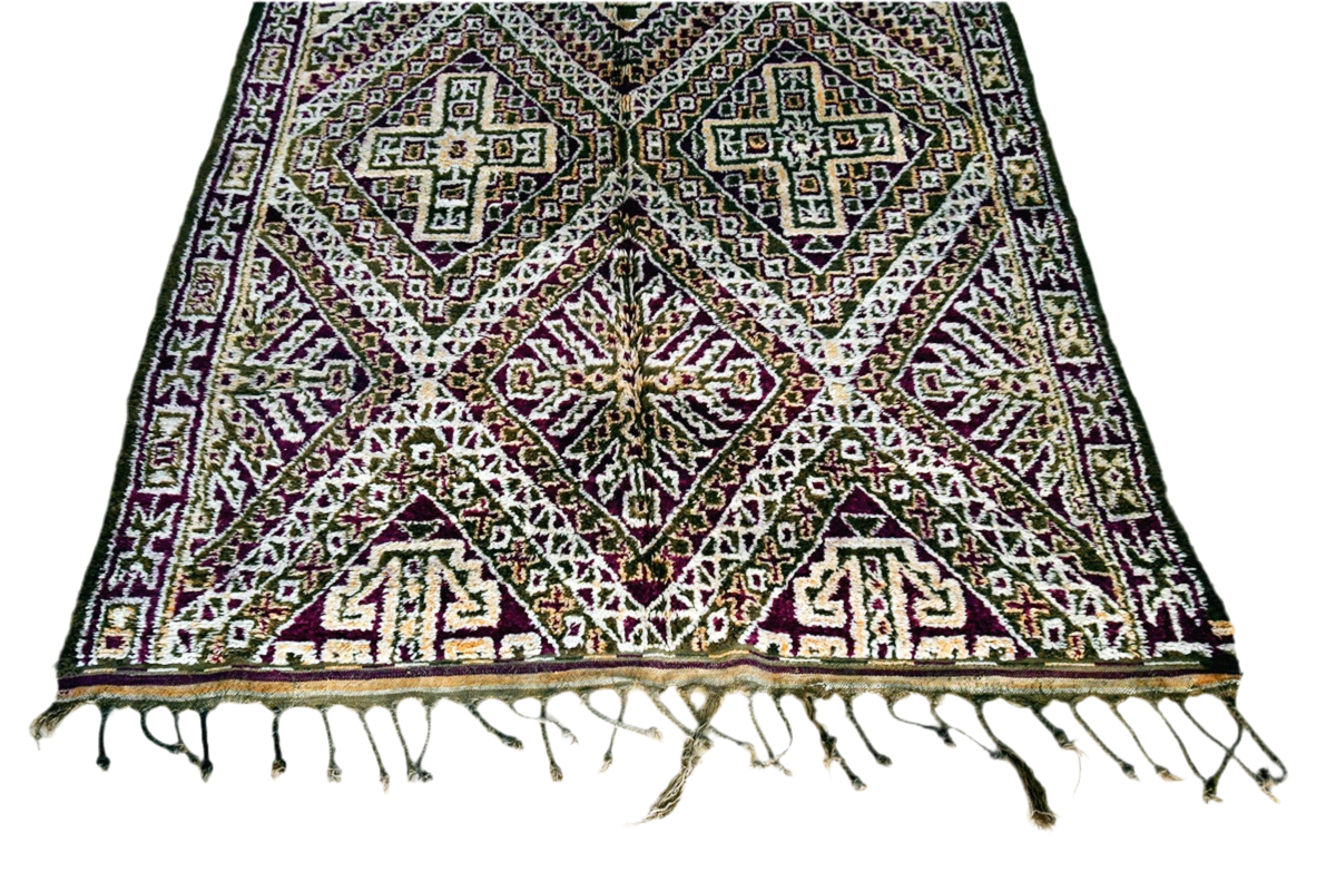 purple green black epic vintage maalem marmoucha rug morocco bottom