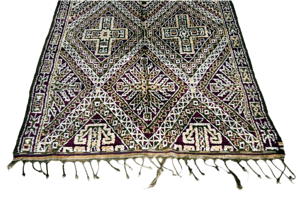 purple green black epic vintage maalem marmoucha rug morocco bottom